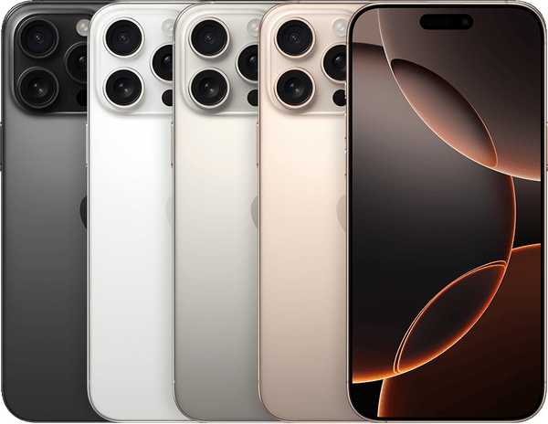 iPhone 16 Pro Max in Black, White, Natural and Desert Titanium