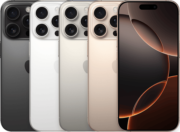 iPhone 16 Pro in Black, White, Natural and Desert Titanium