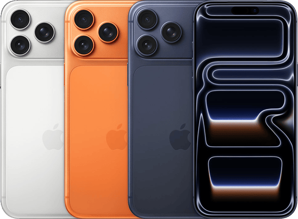 iPhone 17 Pro Max in Cosmic Orange, Deep Blue and Silver