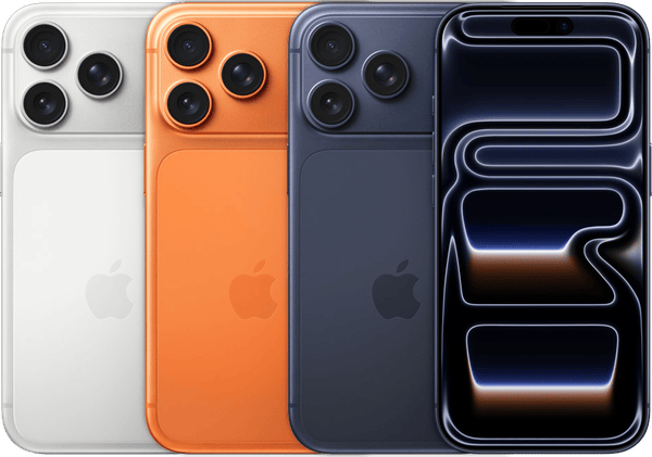 iPhone 17 Pro in Cosmic Orange, Deep Blue and Silver