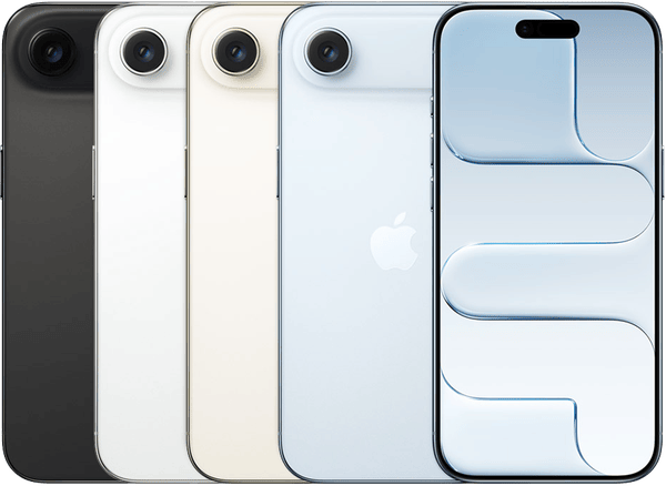 iPhone Air in Sky Blue, Light Gold, Cloud White and Space Black