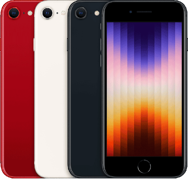 iPhone SE 3rd generation in Red, Starlight and Midnight