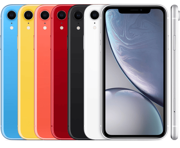 iPhone XR in Black, White, Blue, Yellow, Coral and Red